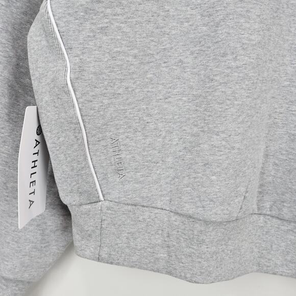 NWT Athleta Forever Fleece 1/2 Zip High Hip Crop Piping Sweatshirt Grey Medium - Picture 8 of 12
